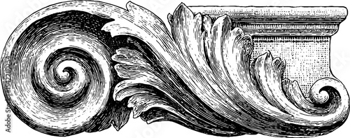 Elegant greek ionic volute and roman acanthus frieze design for historical decor