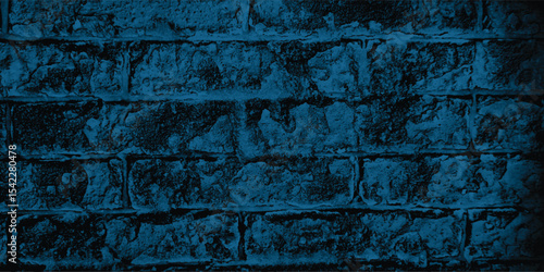 Abstract pattern created by the repetition of blocks or bricks on an old wall, rendered in a striking blue.
