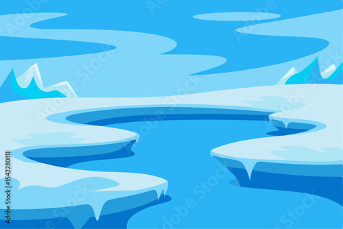 Arctic landscape with icy water and mountains