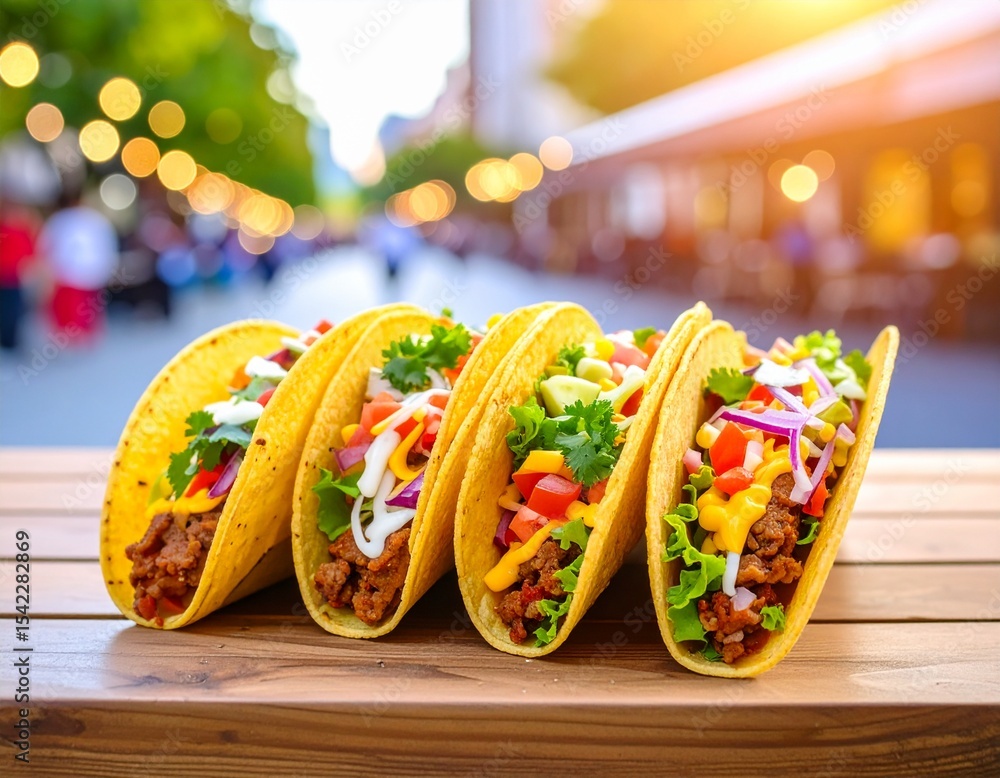 Tacos close-up on food market Tacos close-up on food market
