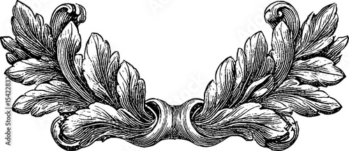 Vintage floral ornament with looped cord trim for decorative designs