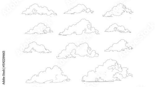 Minimalist Cloud Design - Vector Line Art Set