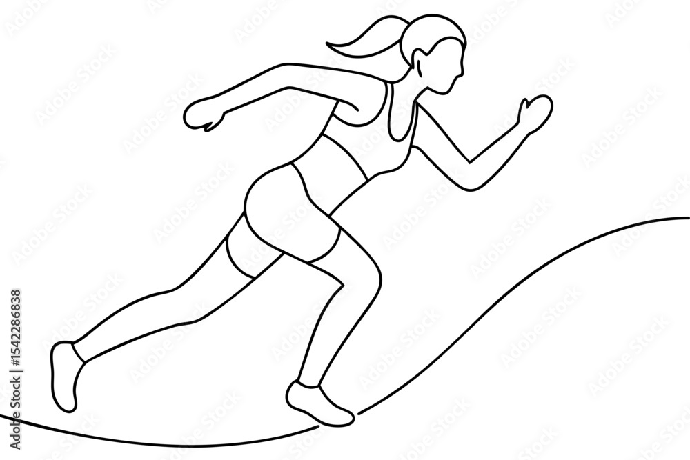 track and field female runner sketched in line art track and field female runner sketched in line art
