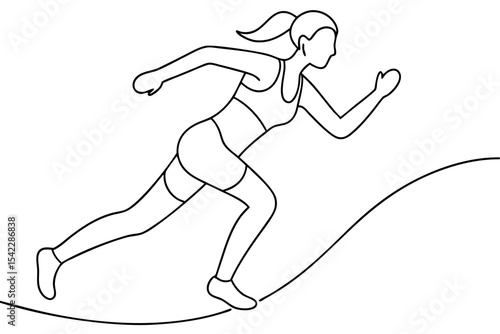 track and field female runner sketched in line art
