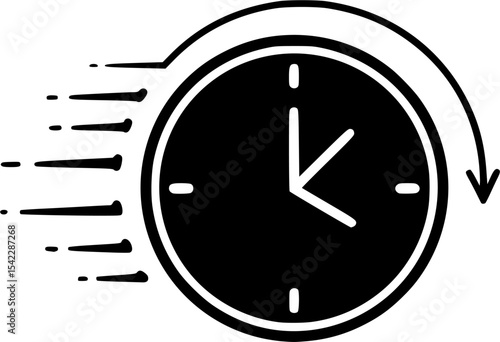 Clock hand draw icon vector. Time illustration sign. Wall clock symbol or logo.
