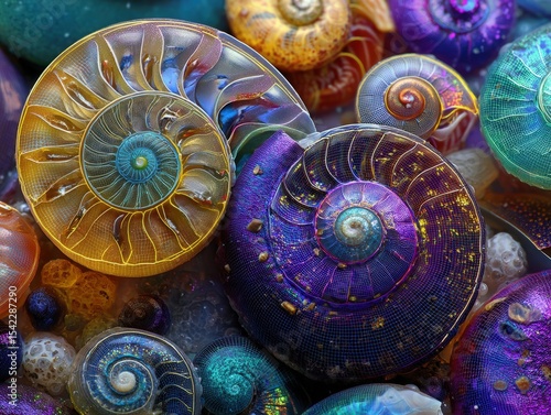 Vibrant spiral shells in an...