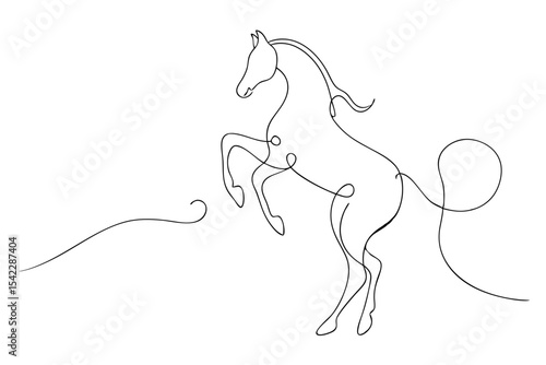 line drawing of horse rearing up