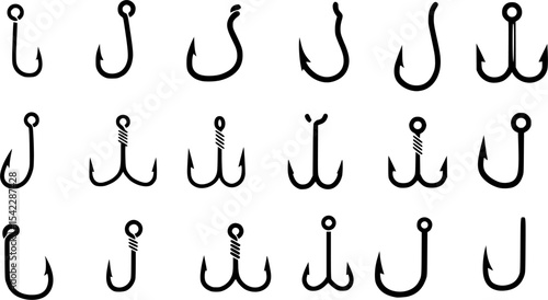 Fishing hook icon vector set. Fishing illustration sign collection. fish symbol or logo.
