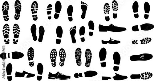 Shoes prints icon vector set. Footprints illustration sign collection. Shoes symbol or logo.
