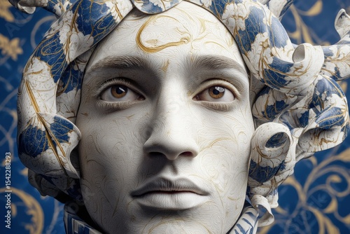 Ceramic bust of a person ad...