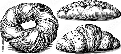 Renaissance-inspired bread ring and japanese bakery delights design for culinary art