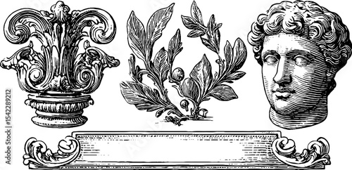 Ornate rococo wall sconce and gothic candle holder set with classical elements for vintage decor design