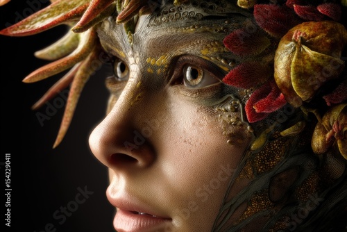 Intricate face paint with b...