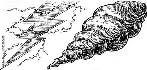 Dynamic lightning and skid motion trail with swirling shell design