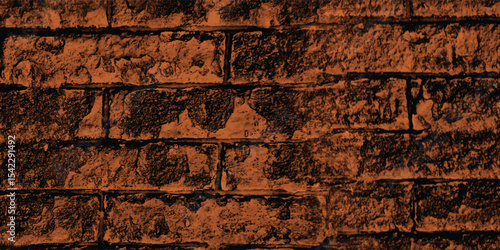 Architectural detail of a classic urban wall in a striking reddish tone, focusing on its craftsmanship and weathered look with a dark area.
