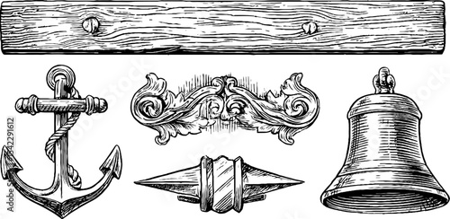 Maritime nautical elements collection for design projects