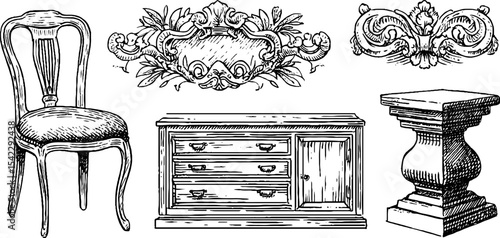 Elegant victorian writing desk and bauhaus chair design for historical decor