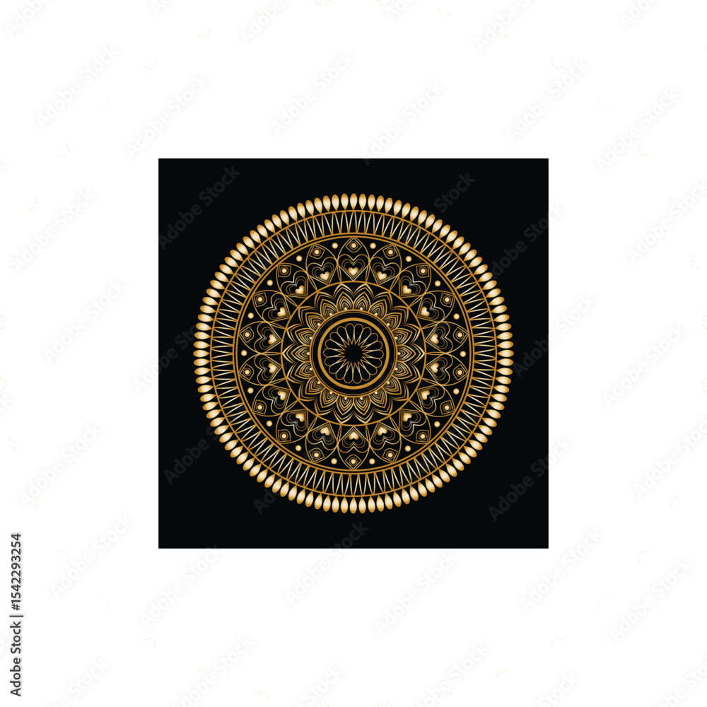 Fototapeta premium Luxurious Golden Mandala Ornament on Black Background