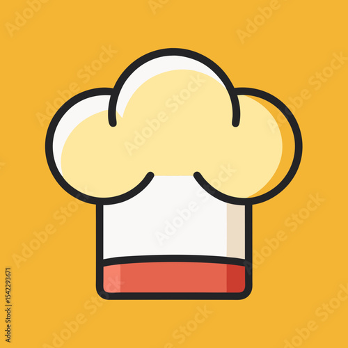 Stylized chef's hat illustration on a yellow background, simple and inviting