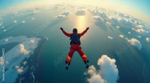 Wallpaper Mural top view of a man is skydiving mid-air body forming a perfect x shape with arms and legs fully stretched Torontodigital.ca