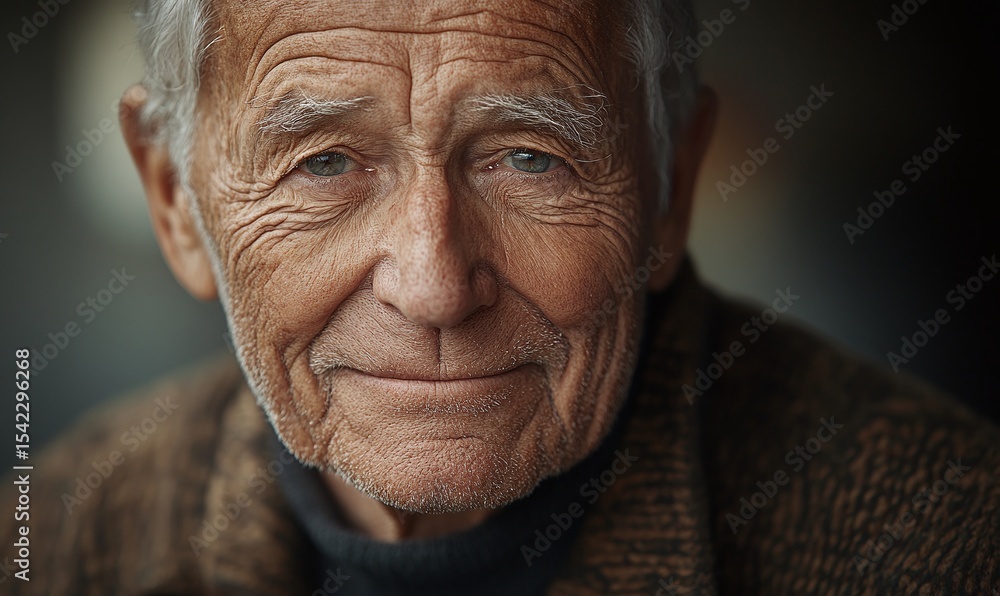 Close Up Portrait Of An Elderly Person With Wrinkled Face And Gentle Smile Close Up Portrait Of An Elderly Person With Wrinkled Face And Gentle Smile