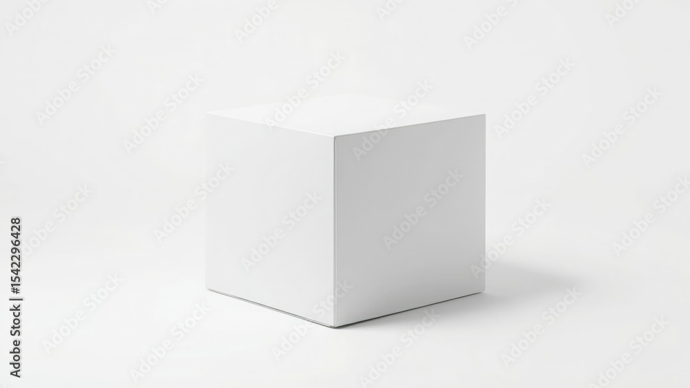 Blank white cube box on white background product mockup Blank white cube box on white background product mockup