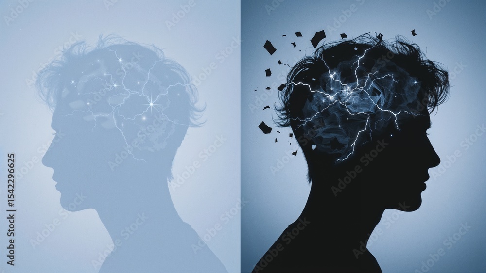 Obraz premium Chaotic mind illustration, chaos in thoughts concept