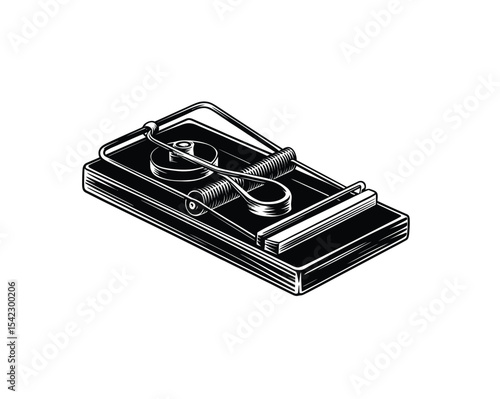 Mouse trap vector in black color with white background.