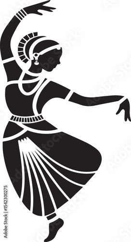 Elegant silhouette depicting a classical indian dancer in a graceful performing pose