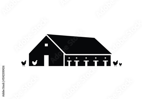 Poultry farm icon vector in black color with white background.