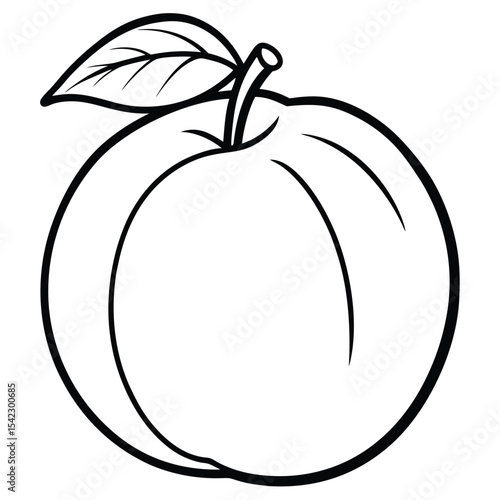 A simple line drawing of a peach isolated on white background