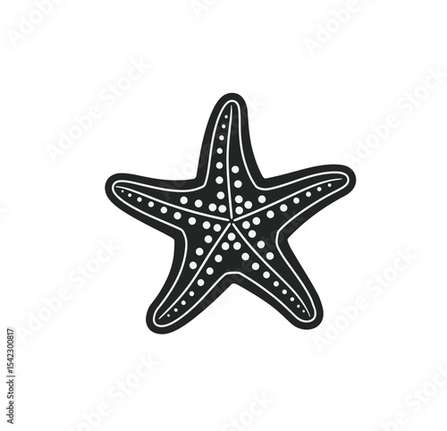 Starfish icon vector in black and white color on white background. 