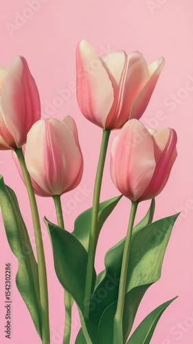 Wallpaper Mural A bouquet of three pink tulips arranged in a pink vase Torontodigital.ca