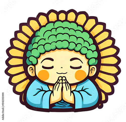 Serene Cartoon Buddha Meditating