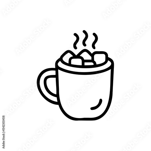 Hot Cocoa Drink in Mug with Marshmallows Winter Holiday Handmade Illustration vector