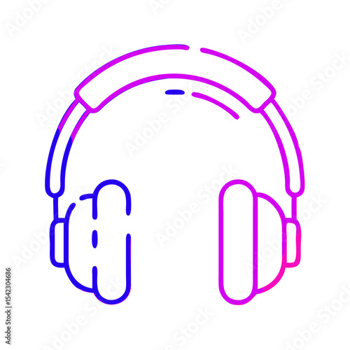 Headphones in minimalist style with gradient purple and pink colors  