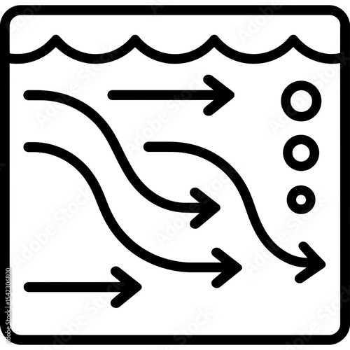 Ocean current diagram outline icon vector