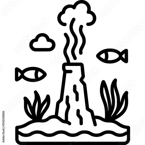 Deep sea hydrothermal vent outline icon vector