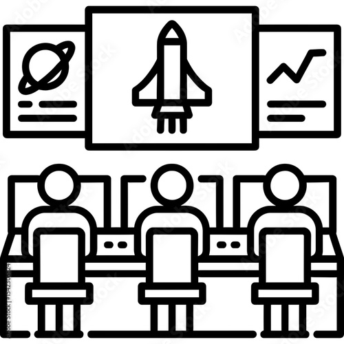 Mission control center outline icon vector