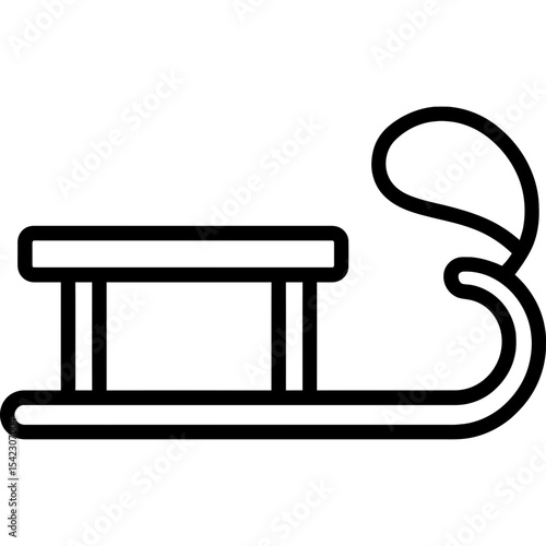 Sled toboggan outline icon vector