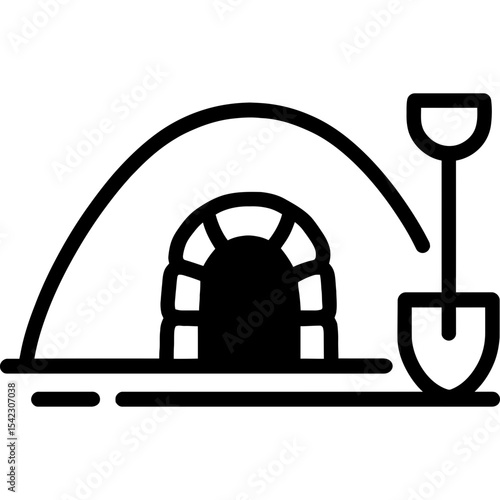 Vector icon of burial mound with stone entrance