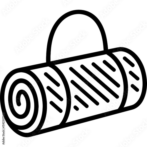 Yoga mat icon with rolled design