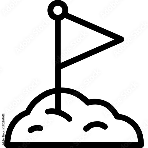 Vector icon of triangular flag in soil