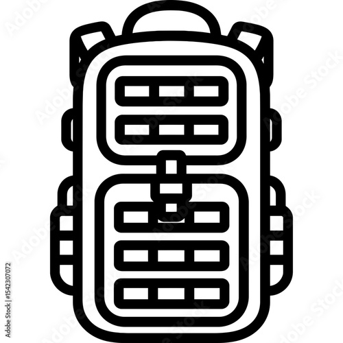 Tactical backpack outline icon vector