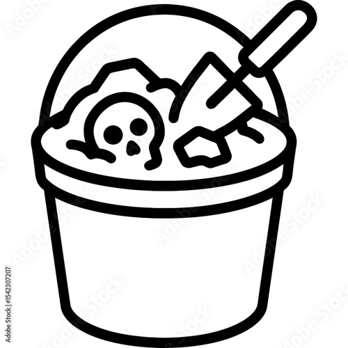 Minimalist digging bucket icon outline
