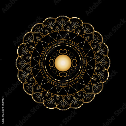 Golden Ethnic Mandala Design for Elegant Backgrounds