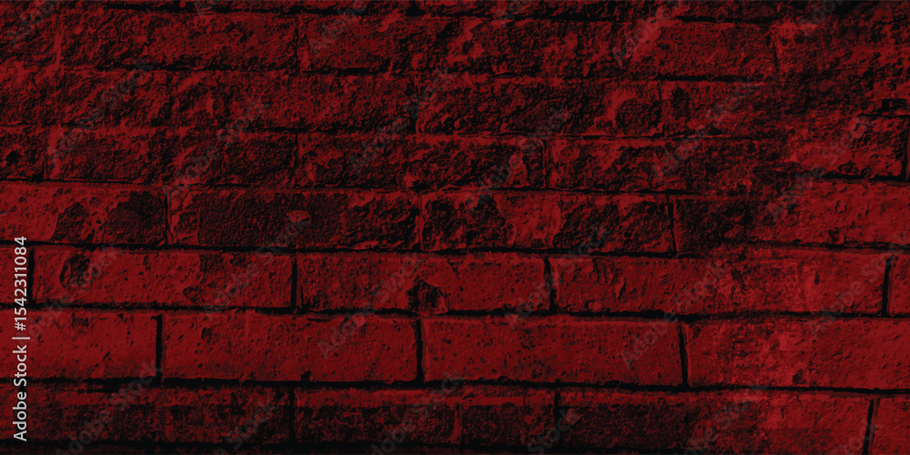 Obraz premium Unevenly colored wall surface with a dominant red hue, adding a complex and painterly quality to the texture with dark areas. 