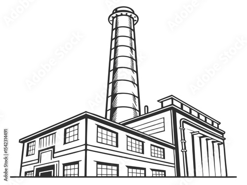 Factory Chimney Isolated on White Background