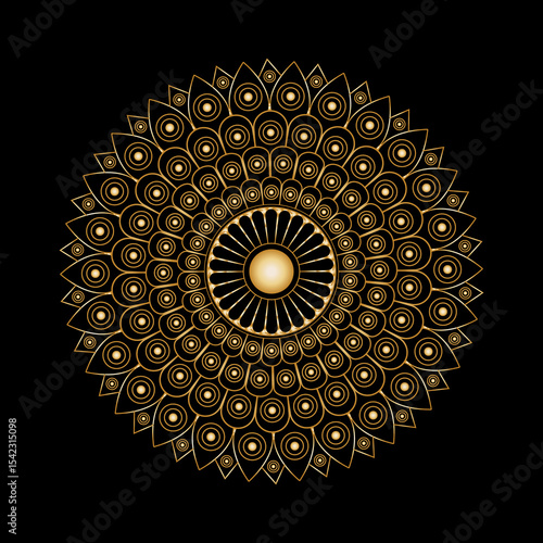 Golden Ethnic Mandala Design for Elegant Backgrounds