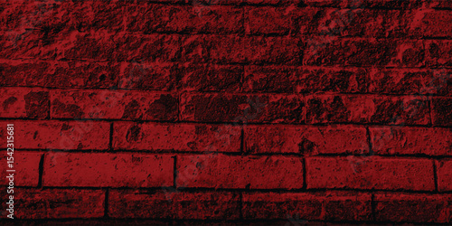 Background texture of an old, deteriorating wall, given a striking red treatment for a modern, artistic feel with dark areas.
